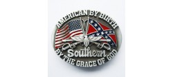 AMERICAN BY BIRTH SOUTHERN BY THE GRACE OF GOD BELT BUCKLE